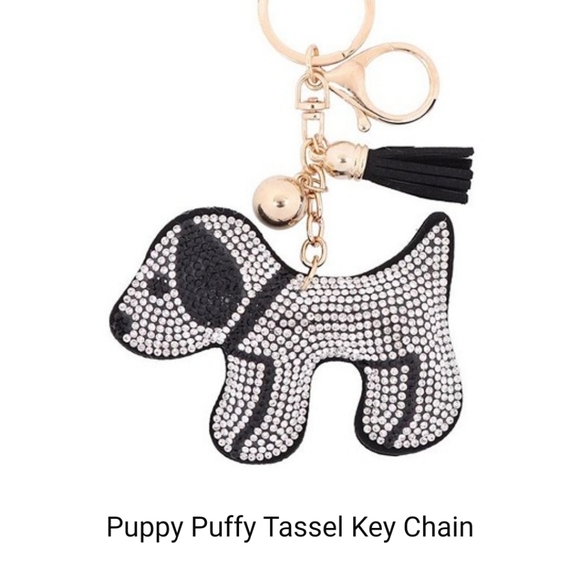 NWT Puffy Puppy Bling Tassel Keychain! 4 Color Choices! - Picture 8 of 16